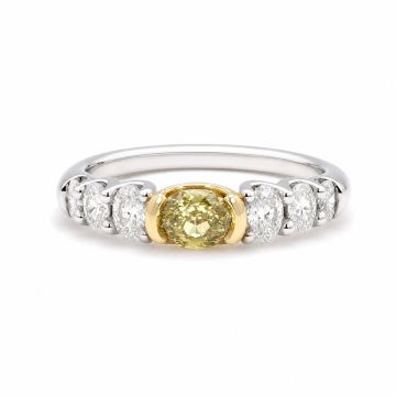 Fancy Greenish Yellow Oval Diamond Ring