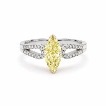 Fancy Intense Yellow Marquise Diamond Ring