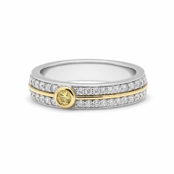 Vivid Yellow Round Bezel Diamond Ring