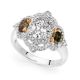 Vintage Inspired Champagne Oval Trilogy Halo Ring in Platinum