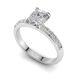Four Claw Cushion Diamond Ring with Pavé Set Band