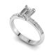 Four Claw Emerald Diamond Ring with Pavé Set Band