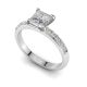 Four Claw Princess Diamond Ring with Pavé Set Band
