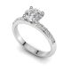Four Claw Round Diamond Ring with Pavé Set Band