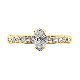 Four Claw 0.50ct Oval Diamond Ring with Pavé Set Band