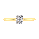 Solitaire 0.50ct Cushion Cut Diamond Ring with Tapered Band in 18kt Yellow and White Gold