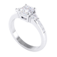 Three Stone Cushion and Heart Cut Diamond Engagement Ring