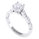 Round Brilliant Cut Diamond Ring With Marquise Shaped Diamond Band