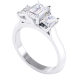 Claw Set Emerald Cut Trilogy Diamond Engagement Ring