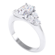 Oval Solitaire and Round Diamond Cluster Engagement Ring