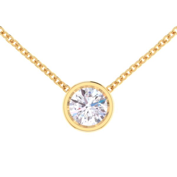 Bezel Set Round Solitaire Diamond Pendant Necklace