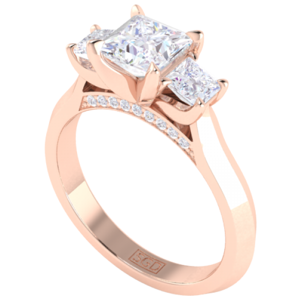 Princess Cut Trilogy Diamond Ring