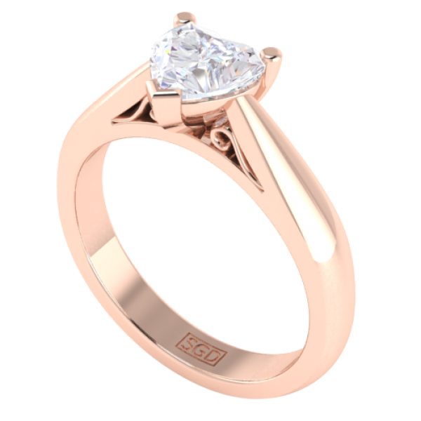 Claw Set Heart-Shaped Diamond Engagement Ring