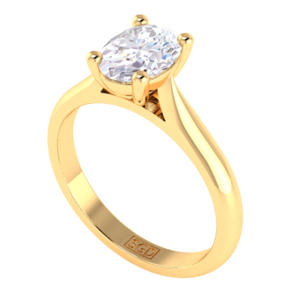 Four Claw Solitaire Oval Cut Diamond Engagement Ring