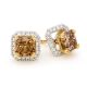 2.10ct Square Radiant Cut Argyle Champagne Diamond Earrings and Diavik Diamond Enhancers
