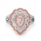 Triple Halo Pear Shape White & Pink Diamond Ring