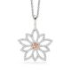 Pink and White Diamond Flower Pendant Necklace