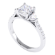 Princess Cut Diamond Ring with Heart Accents