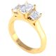 Claw Set Emerald Cut Trilogy Diamond Engagement Ring