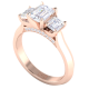 Strong Emerald Cut Trilogy Diamond Engagement Ring
