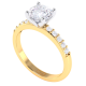 Four Claw Diamond Engagement Ring with Pavé Set Band