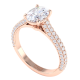 Four Claw Oval Solitaire Diamond with Multi-Row Pavé Set Band