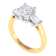 Square Emerald Cut Trilogy Diamond Engagement Ring