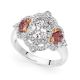 Vintage Inspired Oval Trilogy Halo Ring with Rare Argyle Pink Diamonds