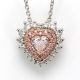 Pink Diamond Halo Heart Pendant Necklace 