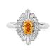 Tapered Baguette and Orange Diamond Cocktail Ring