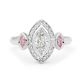 Three Stone Marquise and Halo Argyle Pink Diamond Ring