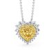 Yellow Diamond Halo Heart Pendant Necklace 