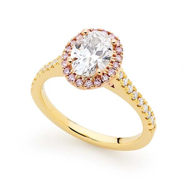 Pink diamond yellow gold ring sales