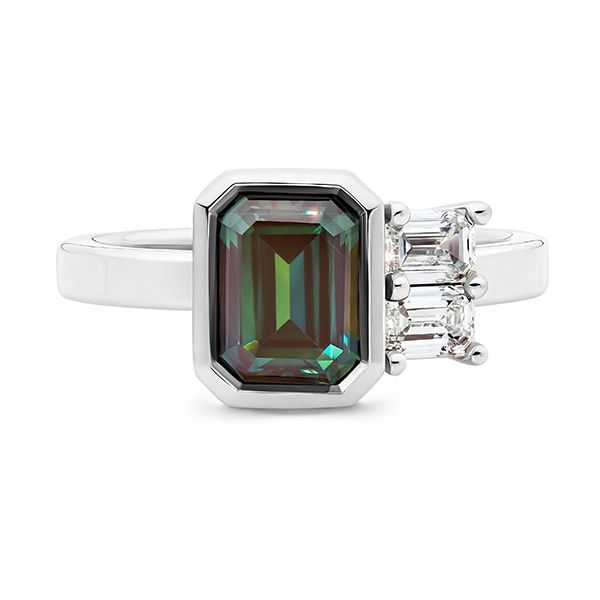 Emerald Cut Sapphire and Diamond Ring