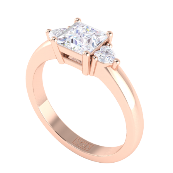 Princess cut diamond 3 stone ring top