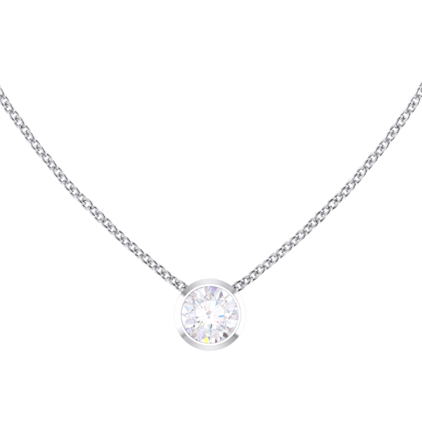 Bezel set diamond necklace white gold sale