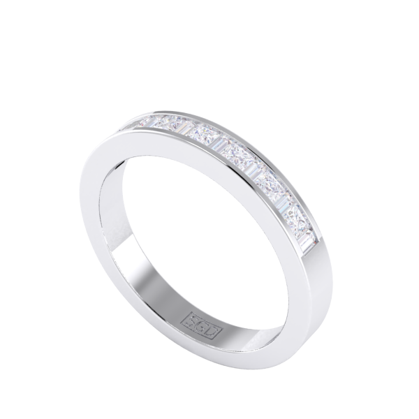 Princess and baguette wedding band clearance