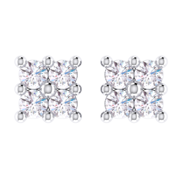 Diamond Square Stud Earrings