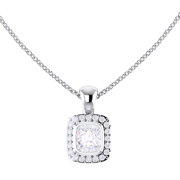 Cushion cut diamond necklace discount