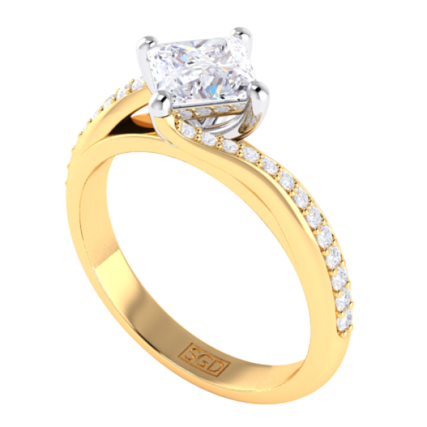 Sweeping Princess Cut Diamond Engagement Ring
