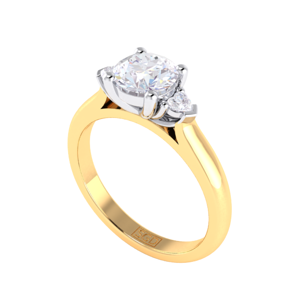 Heart and Round Brilliant Diamond Trilogy Ring