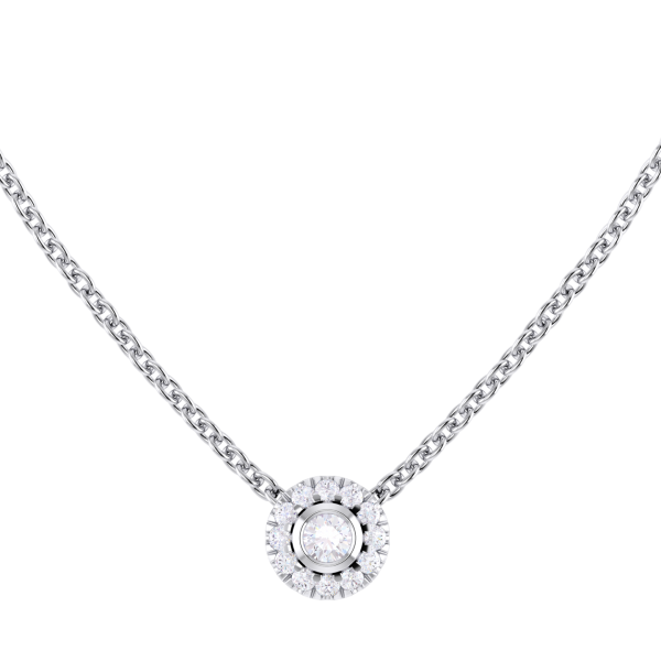 Round Diamond Halo Pendant Necklace