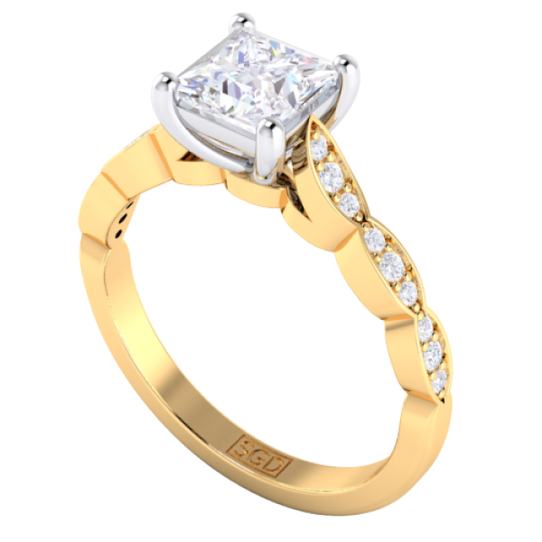 Princess cut thick band engagement rings sales