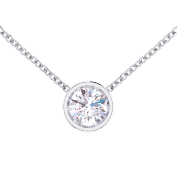 Bezel Set Round Solitaire Diamond Pendant Necklace