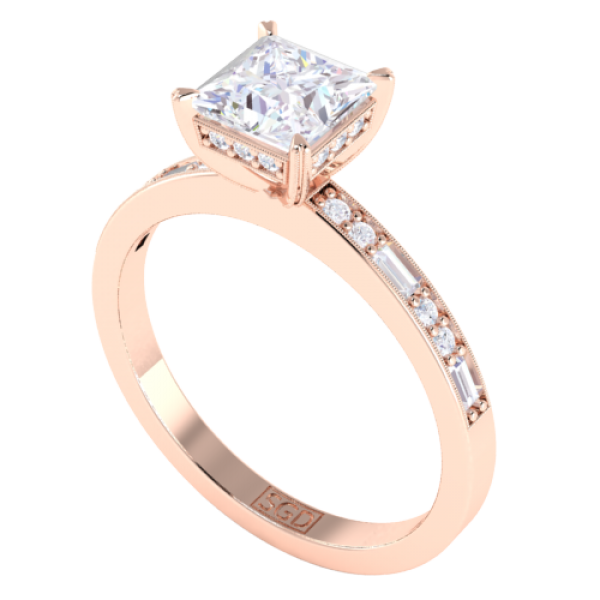 Princess cut pave engagement ring store