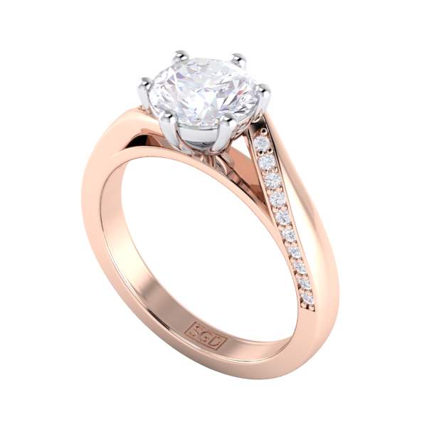 Twisted Round Brilliant Cut Diamond Engagement Ring