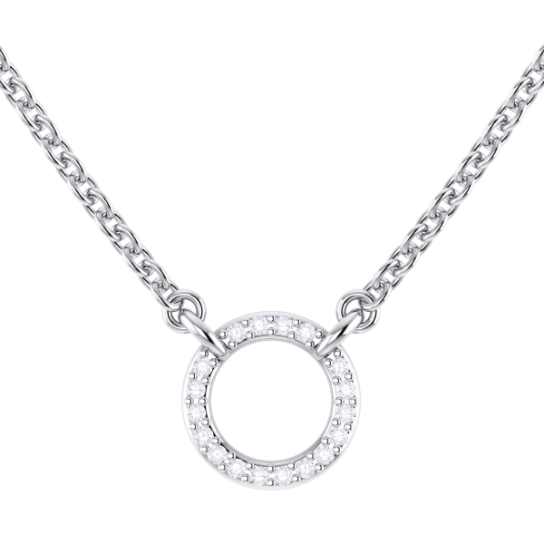 Small Circle Outline Diamond Pendant Necklace