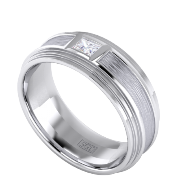 Square Mens Wedding Ring - Solid Gold Diamonds Perth + Adelaide