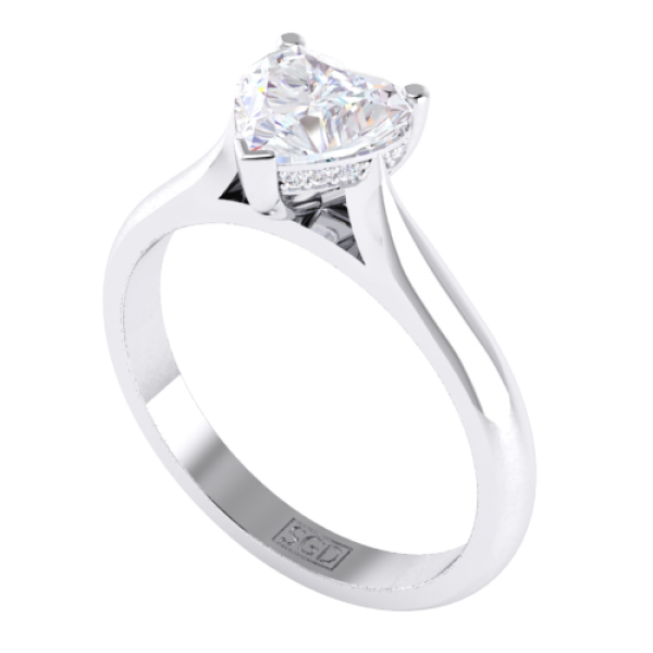 Heart Shaped Diamond Engagement Ring Solid Gold