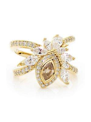  Champagne Diamond Dress Ring in Yellow Gold